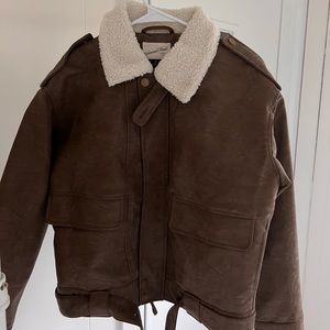 Sherpa Leather Suede Brown Jacket